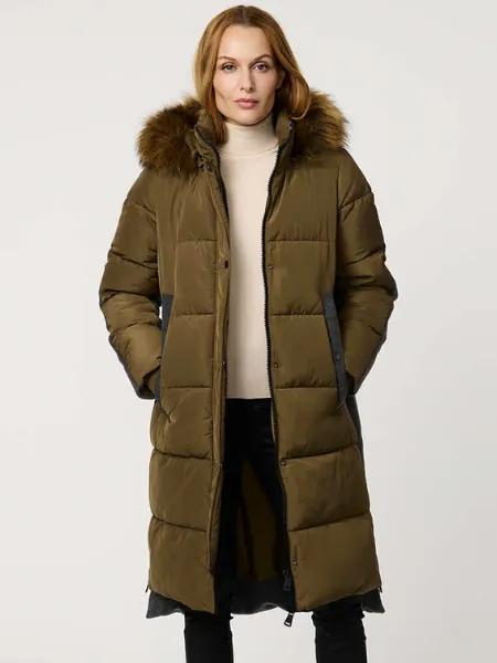 Outdoorsy Wool Combo Puffer Coat